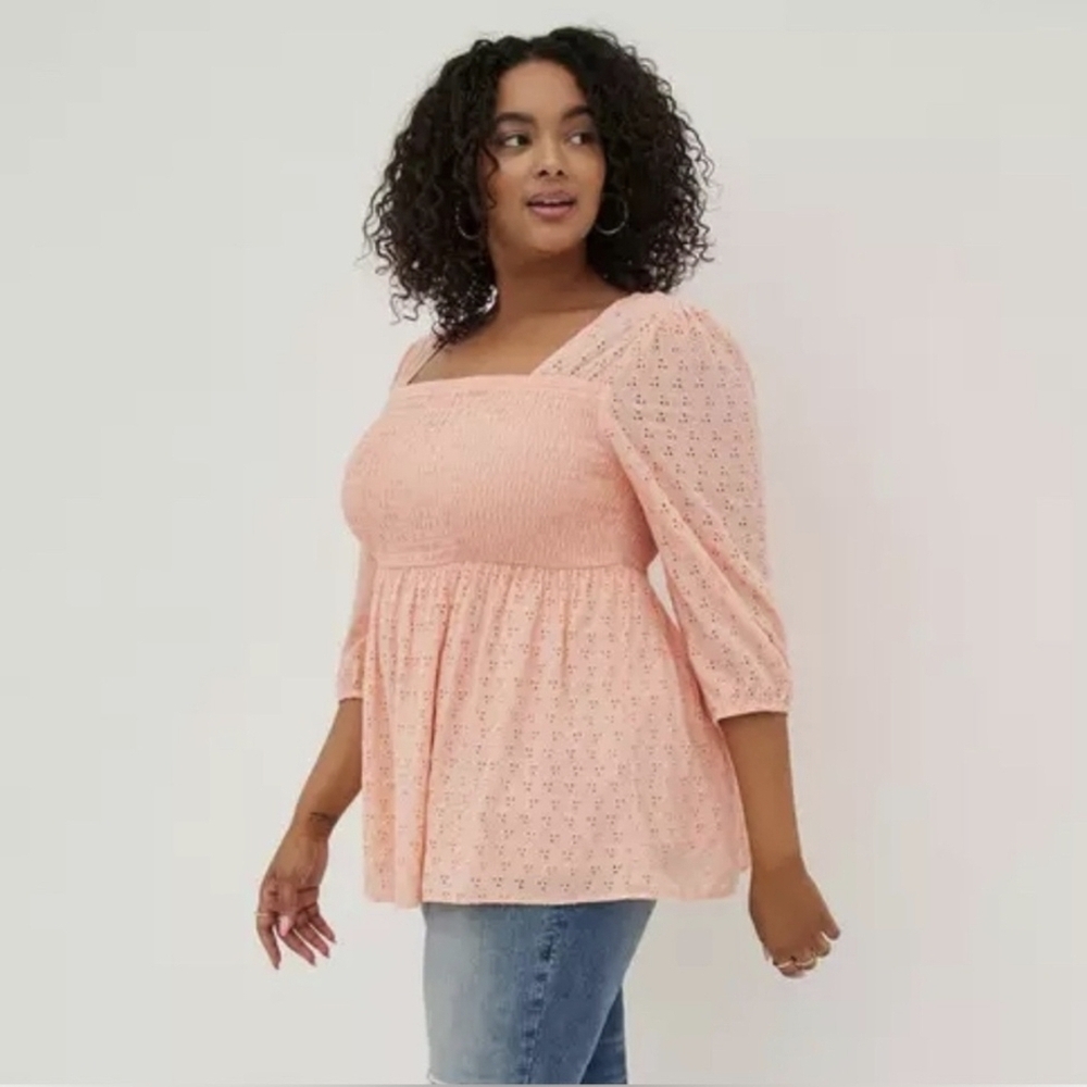 Torrid Peach Smocked Blouse
